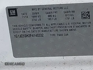2015 Chevrolet Sonic LT with VIN 1G1JC5SH2F4140332, listed as a IAAI auction lot 42197626 with 105,850 mi miles and . Bid and sale history available at DreamBid. Image 10.