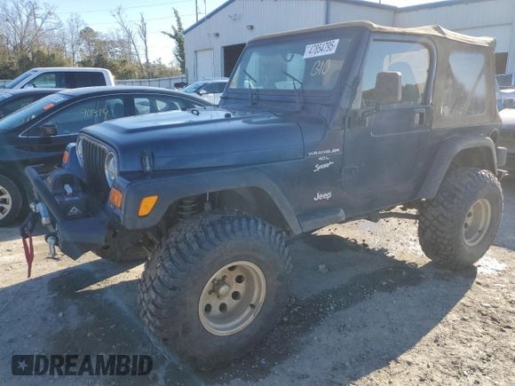 2000 Jeep Wrangler Sport with VIN 1J4FA49S7YP802304, listed as a Copart auction lot 47854795 with 0 mi miles and Salvage Title. Bid and sale history available at carsss.com. Image 1.
