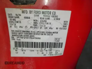 2007 Ford F-250 XL with VIN 1FTNF21517EA15050, listed as a Copart auction lot 47597385 with Not Provided miles and Salvage Title. Bid and sale history available at DreamBid. Image 12.