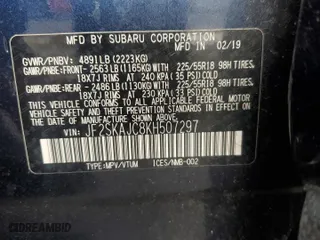 2019 Subaru Forester Sport with VIN JF2SKAJC8KH507297, listed as a Copart auction lot 51000795 with 77,223 mi miles and Salvage Title. Bid and sale history available at carsss.com. Image 15.