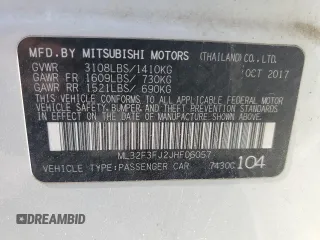 2018 Mitsubishi Mirage G4 ES with VIN ML32F3FJ2JHF06057, listed as a Copart auction lot 52134714 with 53,799 mi miles. Bid and sale history available at carsss.com. Image 12.
