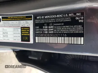 2019 Mercedes-Benz C 300 with VIN 55SWF8DB3KU321116, listed as a Copart auction lot 46750885 with 93,488 mi miles and Salvage Title. Bid and sale history available at DreamBid. Image 13.