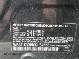 2012 BMW 5 Series 535i xDrive with VIN WBAFU7C55CDU64572, listed as a Copart auction lot 52482265 with 142,847 mi miles and Salvage Title. Bid and sale history available at carsss.com. Image 12.