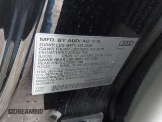 2019 Audi Q8 Premium z VIN WA1AVAF16KD019301, wystawiony jako IAAI lot #42227309 z przebiegiem 84 431 mil mil oraz . Historia ofert i sprzedaży dostępna na DreamBid. Obrazek 9.