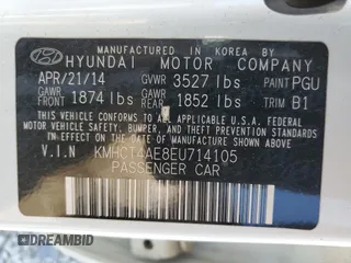 2014 Hyundai Accent GLS with VIN KMHCT4AE8EU714105, listed as a Copart auction lot 51469795 with 252,219 mi miles and Clean Title. Bid and sale history available at carsss.com. Image 12.