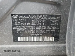 2014 Hyundai Sonata GLS with VIN 5NPEB4AC8EH879564, listed as a Copart auction lot 48043785 with 108,432 mi miles and Clean Title. Bid and sale history available at carsss.com. Image 12.