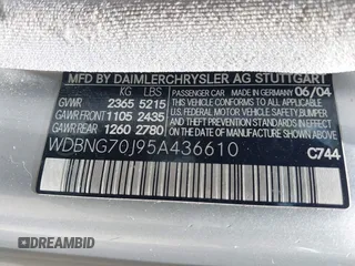 2005 Mercedes-Benz S 430 z VIN WDBNG70J95A436610, wystawiony jako IAAI lot #42345562 z przebiegiem 149 498 mil mil oraz . Historia ofert i sprzedaży dostępna na DreamBid. Obrazek 9.