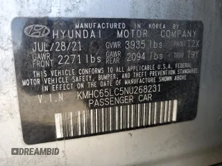 2022 Hyundai Ioniq Blue with VIN KMHC65LC5NU268231, listed as a Copart auction lot 51711085 with 186,180 mi miles and Salvage title. Bid and sale history available at DreamBid. Image 12.