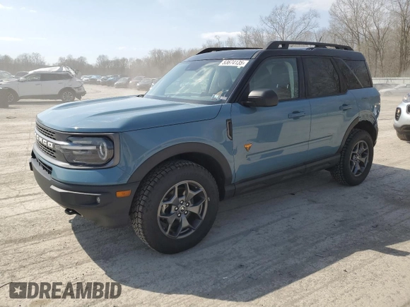 2021 Ford Bronco Sport Badlands z VIN 3FMCR9D92MRA00695, wystawiony jako Copart lot #53674135 z przebiegiem 51 742 mil mil oraz Szkoda całkowita • Salvage title. Historia ofert i sprzedaży dostępna na DreamBid. Obrazek 1.