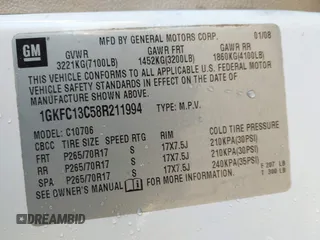 2008 GMC Yukon SLE w/3SA with VIN 1GKFC13C58R211994, listed as a IAAI auction lot 41278858 with 316,734 mi miles. Bid and sale history available at carsss.com. Image 9.