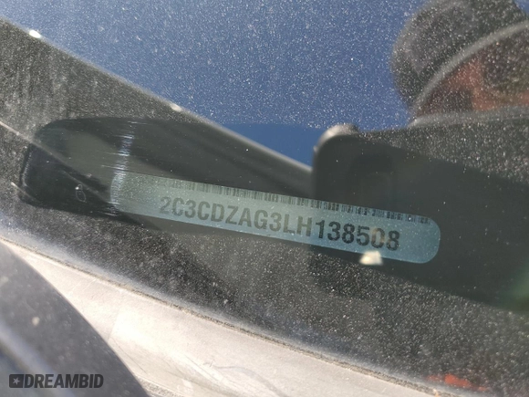 2020 Dodge Challenger SXT with VIN 2C3CDZAG3LH138508, listed as a Copart auction lot 48661745 with 105,708 mi miles and Salvage Title. Bid and sale history available at carsss.com. Image 14.