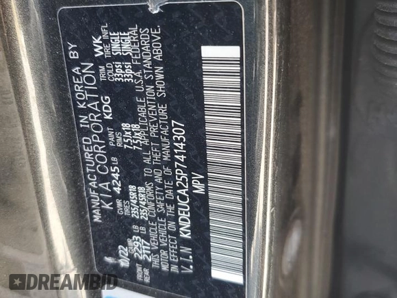 2023 Kia Seltos Nightfall with VIN KNDEUCA25P7414307, listed as a Copart auction lot 68416214 with 29,055 mi miles and Salvage Title. Bid and sale history available at DreamBid. Image 13.