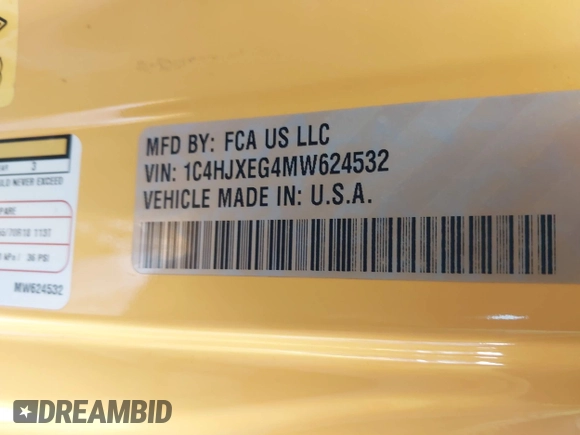2021 Jeep Wrangler Unlimited Sahara с VIN 1C4HJXEG4MW624532, выставлен на аукционе IAAI как лот 41783382 с пробегом 81 116 миль миль и . История ставок и продаж доступна на DreamBid. Изображение 9.