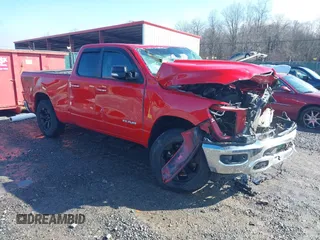 2020 Ram 1500 Big Horn with VIN 1C6SRFBT2LN124746, listed as a IAAI auction lot 41472889 with 67,612 mi miles. Bid and sale history available at carsss.com. Image 1.