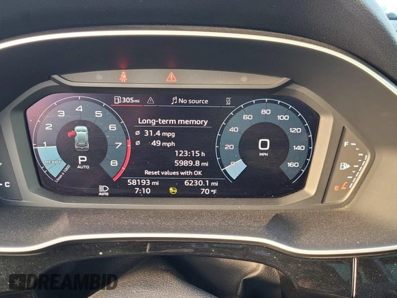2023 Audi Q3 S line Premium with VIN WA1DECF37P1108975, listed as a IAAI auction lot 42796417 with 58,193 mi miles and . Bid and sale history available at DreamBid. Image 37.
