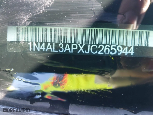 2018 Nissan Altima 2.5 SV with VIN 1N4AL3APXJC265944, listed as a IAAI auction lot 41052902 with 142,023 mi miles. Bid and sale history available at carsss.com. Image 9.