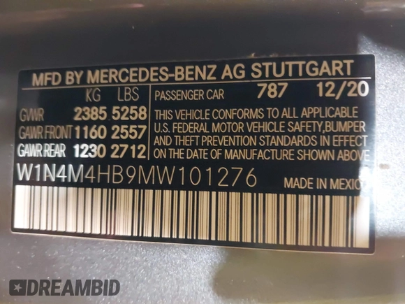2021 Mercedes-Benz GLB 250 z VIN W1N4M4HB9MW101276, wystawiony jako IAAI lot #41010447 z przebiegiem 66 897 mil mil oraz . Historia ofert i sprzedaży dostępna na DreamBid. Obrazek 9.