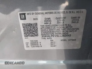 2020 GMC Terrain SLT with VIN 3GKALPEV5LL282043, listed as a IAAI auction lot 42037696 with 46,352 mi miles. Bid and sale history available at carsss.com. Image 9.