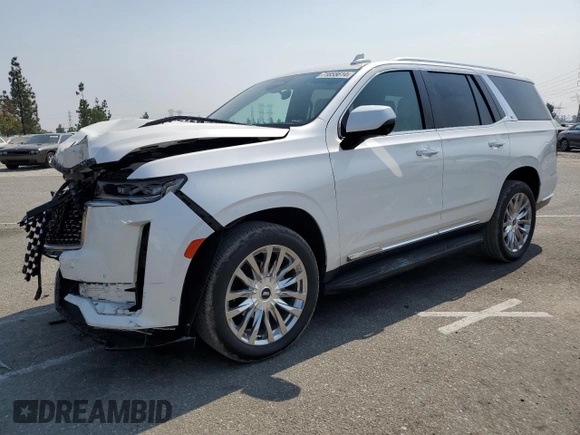 2021 Cadillac Escalade Premium Luxury z VIN 1GYS4BKL4MR215800, wystawiony jako Copart lot #71655614 z przebiegiem 42 844 mil mil oraz Szkoda całkowita • Salvage title. Historia ofert i sprzedaży dostępna na DreamBid. Obrazek 1.