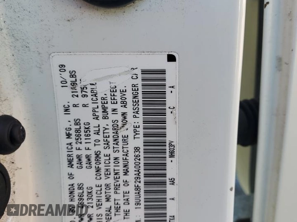 2010 Acura TL with VIN 19UUA8F29AA002638, listed as a Copart auction lot 42782675 with 206,340 mi miles and Salvage Title. Bid and sale history available at carsss.com. Image 13.