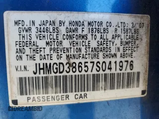 2007 Honda Fit Sport with VIN JHMGD38657S041976, listed as a Copart auction lot 48258825 with 151,075 mi miles and Salvage title. Bid and sale history available at DreamBid. Image 12.