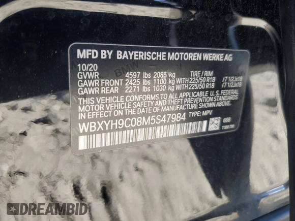 2021 BMW X2 sDrive28i with VIN WBXYH9C08M5S47984, listed as a Copart auction lot 74954164 with 70,829 mi miles and Salvage Title. Bid and sale history available at carsss.com. Image 13.