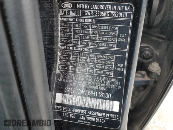 2009 Land Rover LR2 HSE z VIN SALFT24N39H118330, wystawiony jako Copart lot #57363945 z przebiegiem 235 599 mil mil oraz Szkoda całkowita • Salvage title. Historia ofert i sprzedaży dostępna na DreamBid. Obrazek 13.