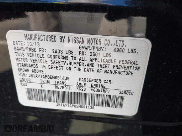 2014 Infiniti Q50 Hybrid Premium with VIN JN1AV7AP8EM691436, listed as a IAAI auction lot 42138263 with 93,253 mi miles and . Bid and sale history available at DreamBid. Image 9.