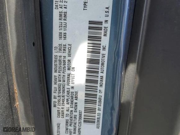 2005 Subaru Legacy Wagon (Natl) Outback with VIN 4S4BP61C257306837, listed as a Copart auction lot 50356255 with 188,254 mi miles and Salvage Title. Bid and sale history available at carsss.com. Image 13.
