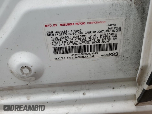 2009 Mitsubishi Lancer DE with VIN JA3AU16U89U004049, listed as a Copart auction lot 78642234 with 176,732 mi miles and Salvage Title. Bid and sale history available at carsss.com. Image 13.