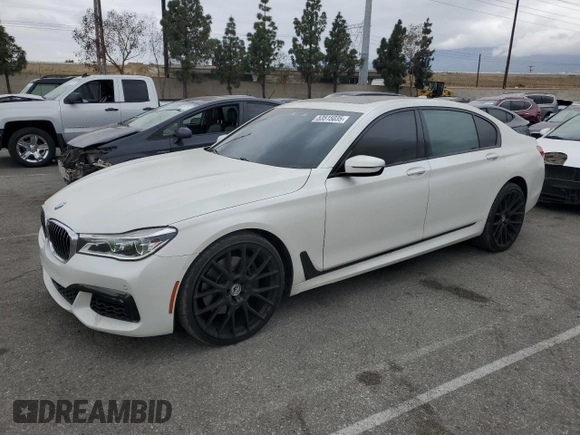 2018 BMW 7 Series 750i with VIN WBA7F0C53JGM24069, listed as a Copart auction lot 53515035 with 79,803 mi miles and Salvage Title. Bid and sale history available at carsss.com. Image 1.