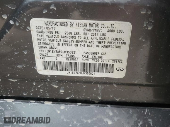 2018 Infiniti Q50 Sport with VIN JN1EV7AP0JM350821, listed as a Copart auction lot 45234655 with Not Provided miles and Non Repairable. Bid and sale history available at carsss.com. Image 13.