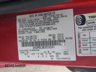 2012 Ford Fusion Hybrid with VIN 3FADP0L38CR218345, listed as a IAAI auction lot 42288247 with 217,118 mi miles and . Bid and sale history available at DreamBid. Image 9.