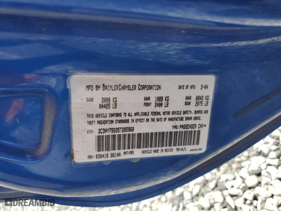 2005 Chrysler PT Cruiser GT with VIN 3C3AY75S35T285968, listed as a Copart auction lot 54061455 with 113,036 mi miles and Salvage Title. Bid and sale history available at carsss.com. Image 14.