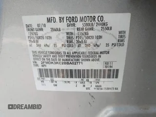 2011 Ford Edge Limited with VIN 2FMDK3KC2BBA02771, listed as a IAAI auction lot 41912552 with 211,747 mi miles. Bid and sale history available at carsss.com. Image 9.