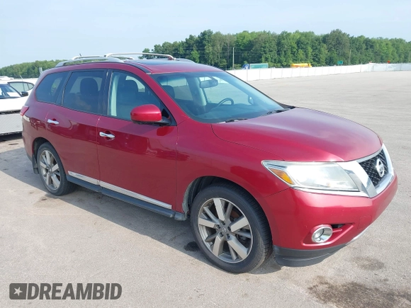 2013 Nissan Pathfinder Platinum with VIN 5N1AR2MM7DC687710, listed as a IAAI auction lot 42772536 with 225,369 mi miles and . Bid and sale history available at DreamBid. Image 1.
