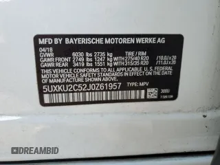 2018 BMW X6 xDrive35i with VIN 5UXKU2C52J0Z61957, listed as a Copart auction lot 73596543 with 87,119 mi miles. Bid and sale history available at carsss.com. Image 13.