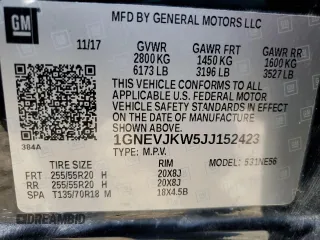 2018 Chevrolet Traverse Premier with VIN 1GNEVJKW5JJ152423, listed as a Copart auction lot 51202685 with 124,673 mi miles and Salvage Title. Bid and sale history available at DreamBid. Image 13.