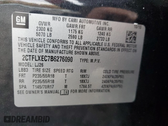 2011 GMC Terrain SLT-2 with VIN 2CTFLXEC7B6276090, listed as a Copart auction lot 78103204 with 169,211 mi miles and Salvage Title. Bid and sale history available at DreamBid. Image 13.