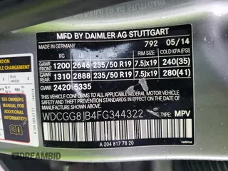2015 Mercedes-Benz GLK 350 with VIN WDCGG8JB4FG344322, listed as a Copart auction lot 39922064 with 169,043 mi miles and . Bid and sale history available at DreamBid. Image 14.