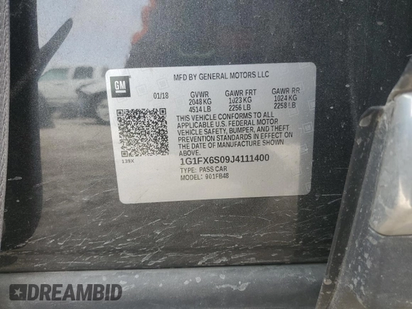 2018 Chevrolet Bolt EV Premier with VIN 1G1FX6S09J4111400, listed as a Copart auction lot 47557335 with 0 mi miles and Salvage Title. Bid and sale history available at carsss.com. Image 13.