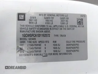 2013 Chevrolet Express Cargo with VIN 1GCWGFCA1D1162572, listed as a IAAI auction lot 42095786 with 242,248 mi miles and . Bid and sale history available at DreamBid. Image 9.