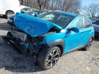 2023 Hyundai Kona Limited with VIN KM8K53A3XPU954113, listed as a IAAI auction lot 41744345 with 23,195 mi miles. Bid and sale history available at carsss.com. Image 2.