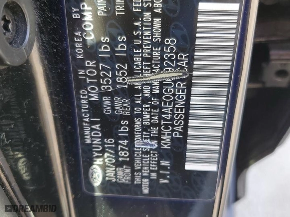 2016 Hyundai Accent SE with VIN KMHCT4AE0GU092358, listed as a Copart auction lot 43359565 with 130,754 mi miles and Salvage Title. Bid and sale history available at carsss.com. Image 15.
