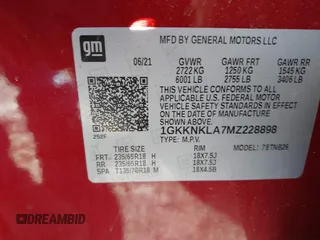 2021 GMC Acadia SLE with VIN 1GKKNKLA7MZ228898, listed as a IAAI auction lot 41378592 with 59,156 mi miles and . Bid and sale history available at DreamBid. Image 9.
