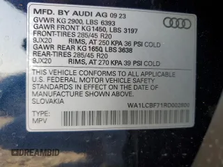2024 Audi Q7 Premium Plus with VIN WA1LCBF71RD002800, listed as a Copart auction lot 67701204 with 4,920 mi miles and Salvage title. Bid and sale history available at DreamBid. Image 13.