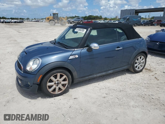 2011 MINI Convertible S with VIN WMWZP3C50BTX83220, listed as a Copart auction lot 61590205 with 80,979 mi miles and Salvage title. Bid and sale history available at DreamBid. Image 1.