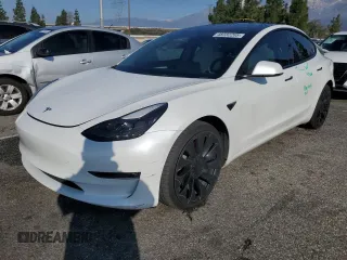 2022 Tesla Model 3 Performance with VIN 5YJ3E1EC1NF180850, listed as a Copart auction lot 48332285 with 79,140 mi miles and Salvage Title. Bid and sale history available at carsss.com. Image 1.