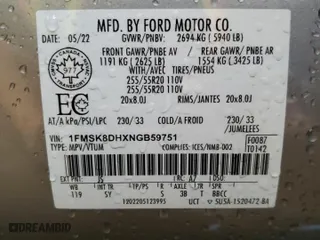 2022 Ford Explorer XLT with VIN 1FMSK8DHXNGB59751, listed as a Copart auction lot 50328465 with 53,443 mi miles and Clean Title. Bid and sale history available at carsss.com. Image 14.