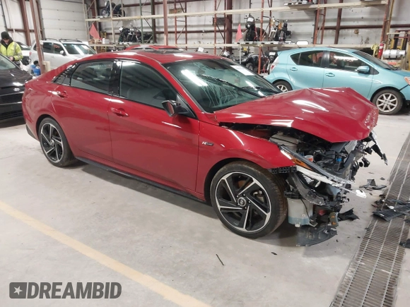 2023 Hyundai Elantra N Line z VIN KMHLR4AF1PU433094, wystawiony jako IAAI lot #41963748 z przebiegiem 25 685 mil mil oraz . Historia ofert i sprzedaży dostępna na DreamBid. Obrazek 1.